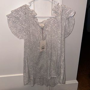 Leopard Print Flutter Short Sleeve Blouse - A New Day